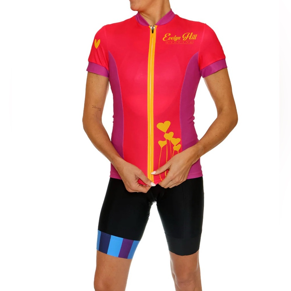 Evelyn Hill Cycling Heart Bouquet Short Sleeve Jersey 3X